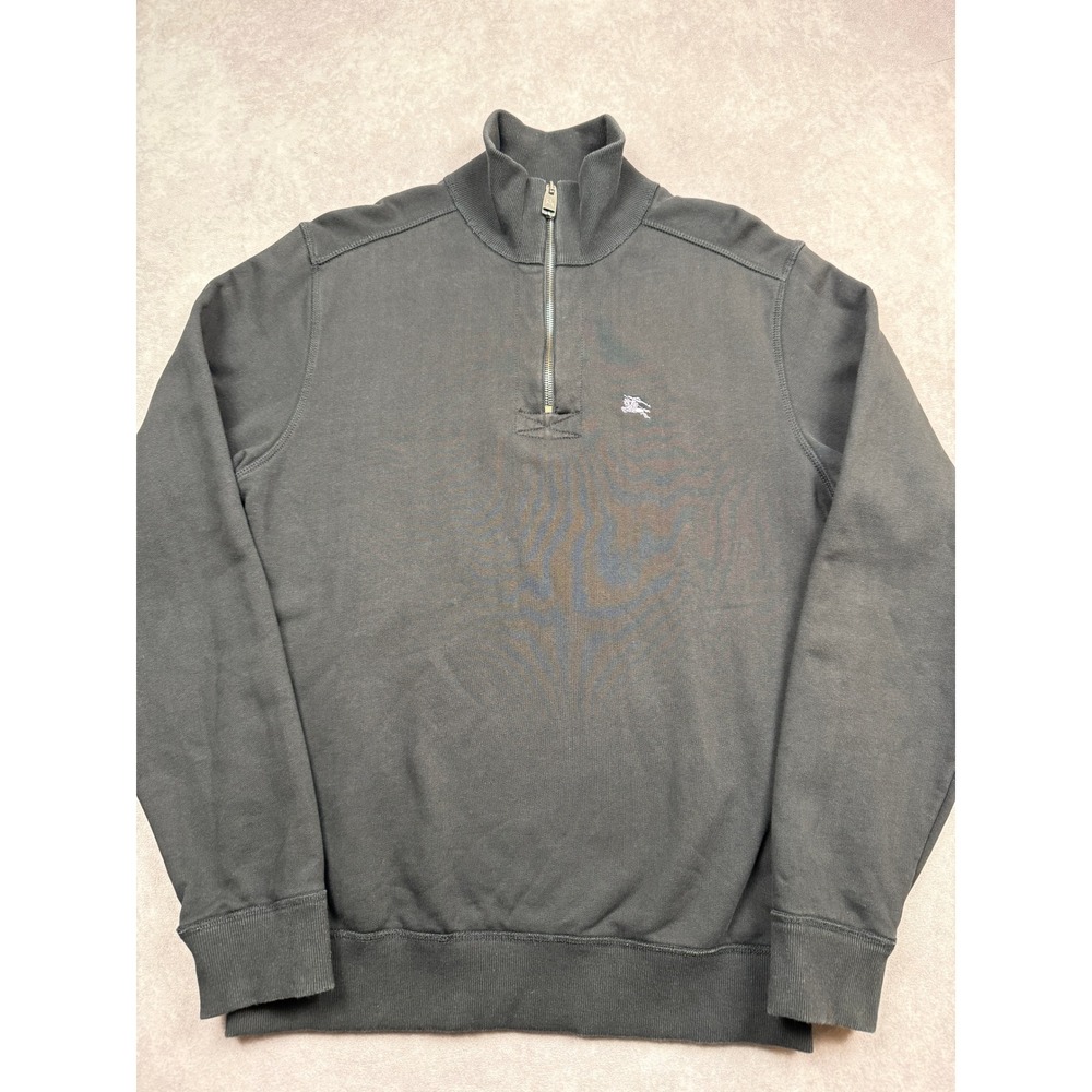 Burberry London Men M Quarter Zip Sweatshirt Black Prorsum Knight Logo Classic